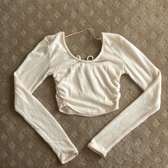 Cream colored long sleeve crop top from Out From Under, size XS - Picture 3 of 4